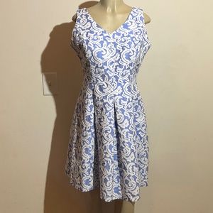 Just Taylor Blue and White Dress